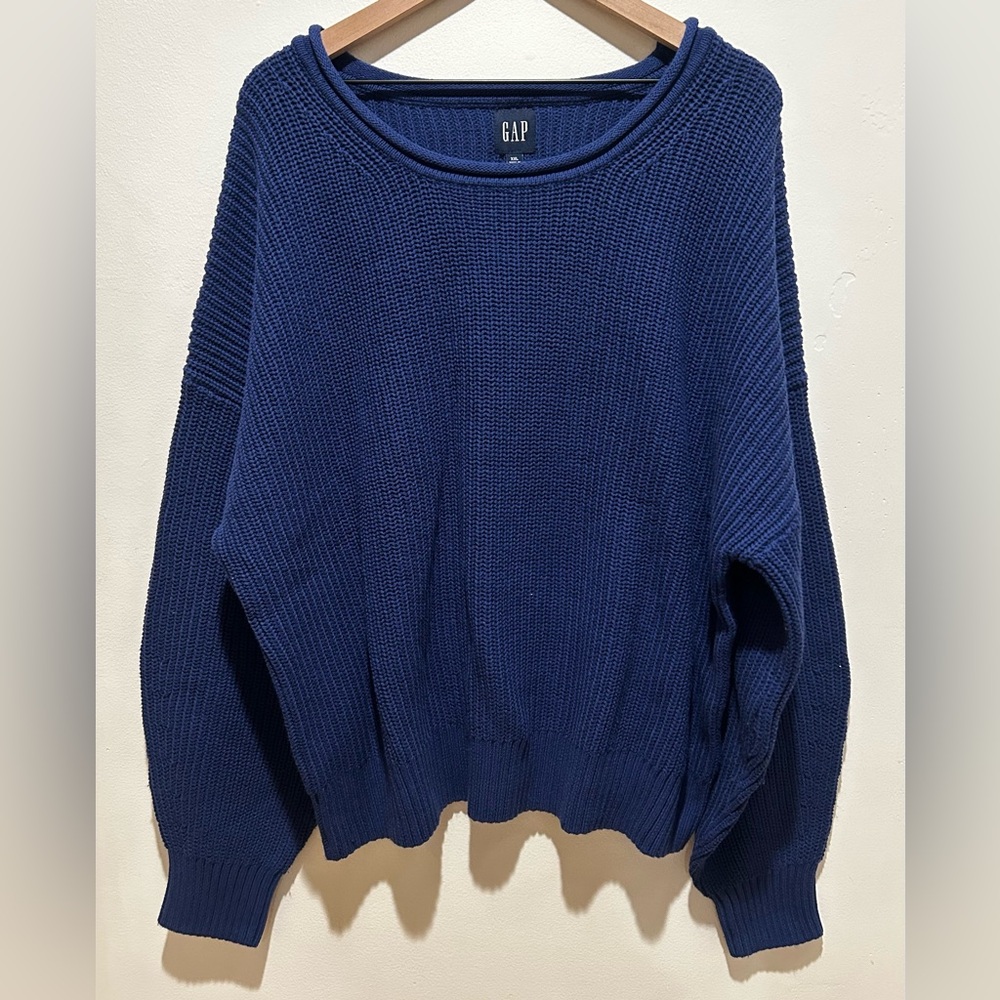 NWT Gap Navy Blue Chunky Rib Fisherman Knit Sweater - Women’s Size XXL